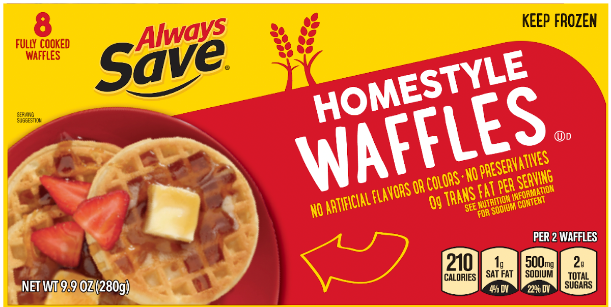 recalled frozen waffles Always Save